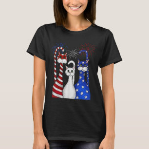 Red White Blue Cats Usa Flag Firework 4th Of July T-Shirt