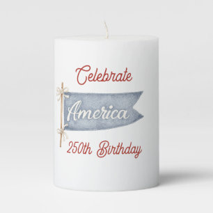 Red White Blue Celebrate America Pillar Candle