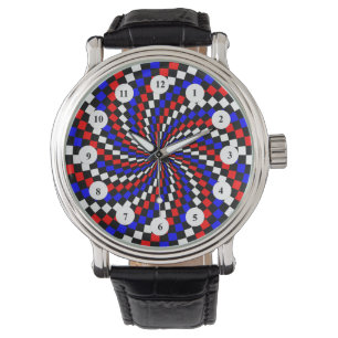 Red White Blue Checker(Classic)by Kenneth Yoncich Watch
