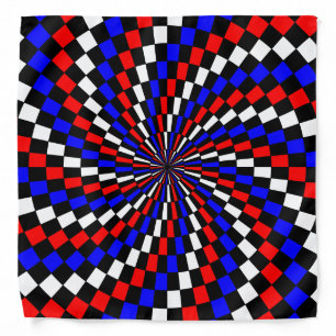 Red White Blue Checker Spiral by Kenneth Yoncich Bandana