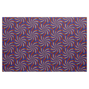 Red White Blue Checker Spiral by Kenneth Yoncich Fabric