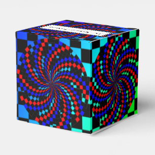 Red White Blue Checker Spiral by Kenneth Yoncich Favor Boxes