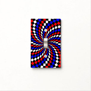 Red White Blue Checker Spiral by Kenneth Yoncich Light Switch Cover