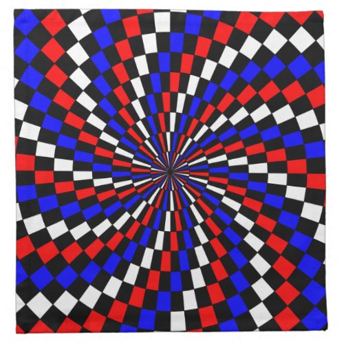 Red White Blue Checker Spiral by Kenneth Yoncich Napkin