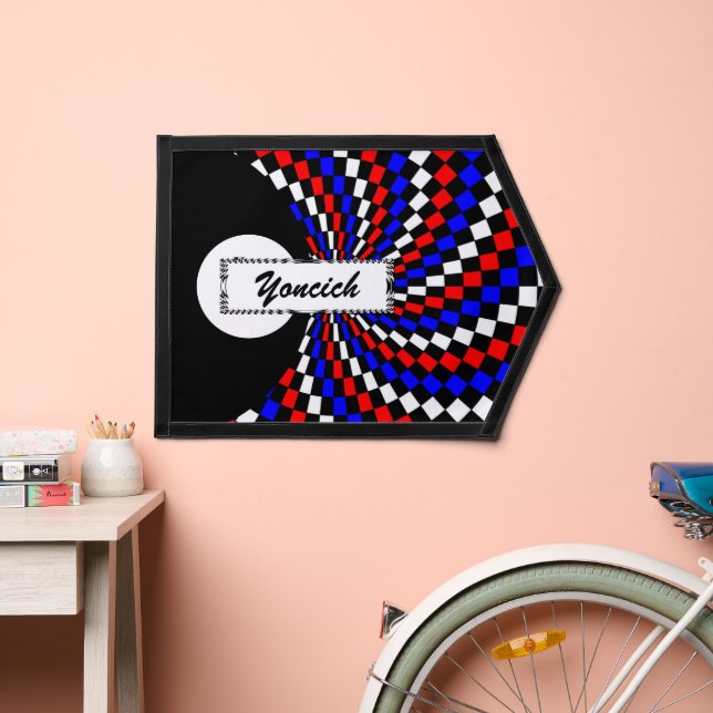 Red White Blue Checker Spiral by Kenneth Yoncich Pennant (Insitu 2)