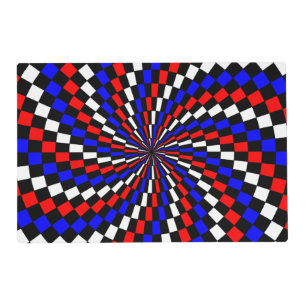 Red White Blue Checker Spiral by Kenneth Yoncich Placemat
