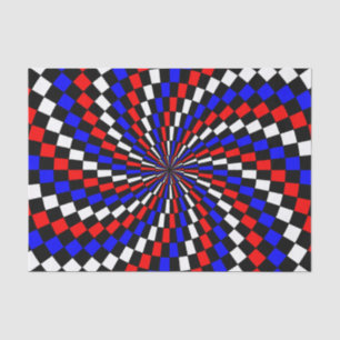 Red White Blue Checker Spiral by Kenneth Yoncich Tissue Paper