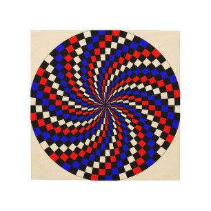 Red white Blue Checker Spiral by Kenneth Yoncich Wood Wall Decor