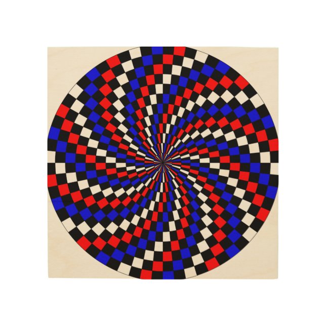 Red white Blue Checker Spiral by Kenneth Yoncich Wood Wall Decor (Front)