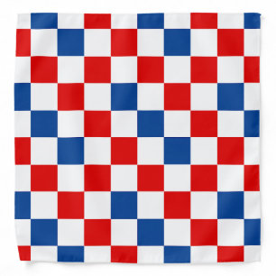 Red White Blue Checkered Pattern Design  Bandana