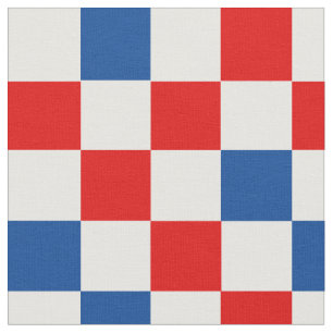 Red White Blue Checkered Pattern Design  Fabric