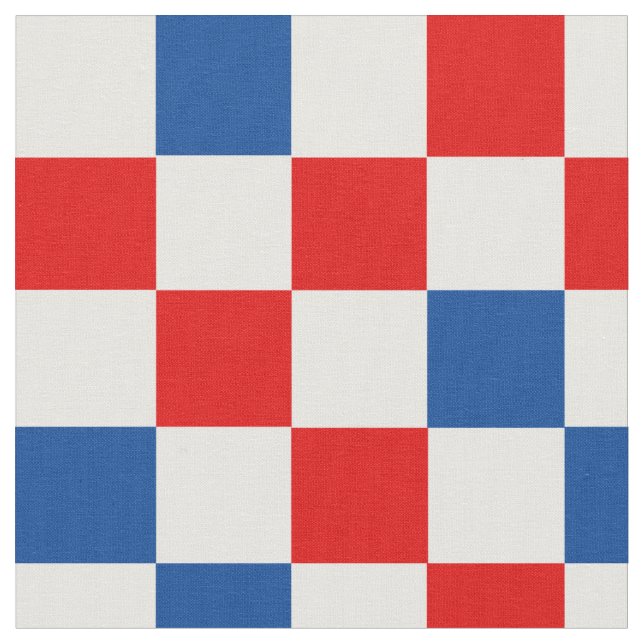 Red White Blue Checkered Pattern Design  Fabric (Close Up)