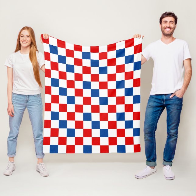 Red White Blue Checkered Pattern Design  Fleece Blanket (In Situ)