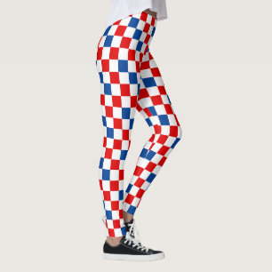 Red White Blue Checkered Pattern Design  Leggings