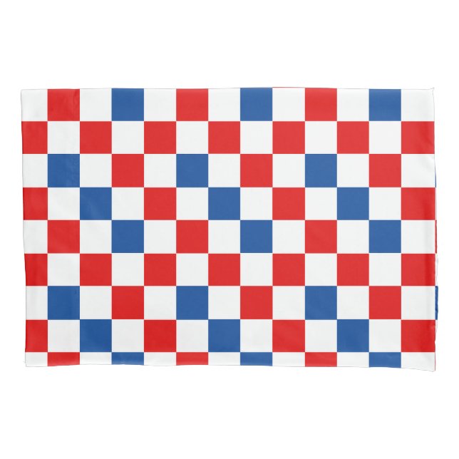 Red White Blue Checkered Pattern Design  Pillow Case (Front)