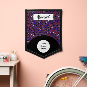 Red White Blue Checkered Spiral (v) by K Yoncich Pennant