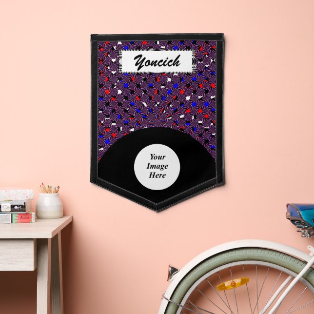 Red White Blue Checkered Spiral (v) by K Yoncich Pennant (Insitu 2)