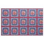 Red White Blue Cherries Gingham Patchwork Quilt Fabric