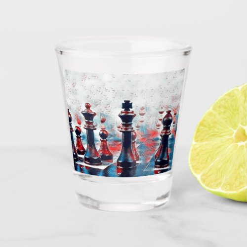 Red White Blue Chess Pieces King Queen Bishop Shot Glass