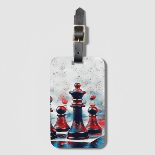 Red White Blue Chess Pieces Queen Luggage Tag