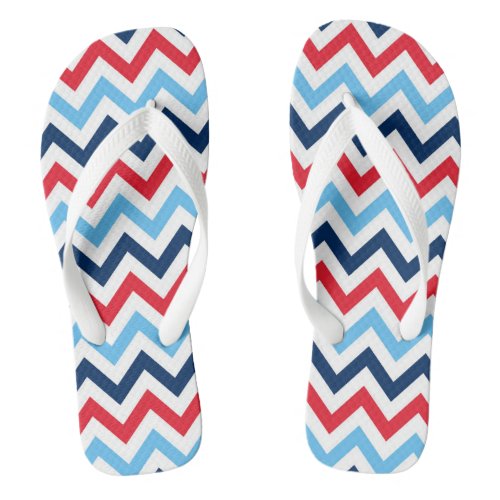 Red White Blue Chevron Flip Flops Jandals Thongs