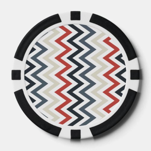 Red White Blue Chevron Geometric Designs Color Poker Chips