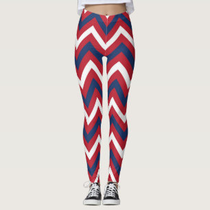 Red, White Blue Chevron Leggings
