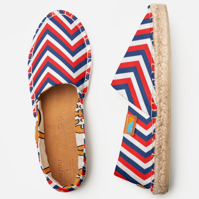 Red White Blue Chevron Pattern Espadrilles (Side)