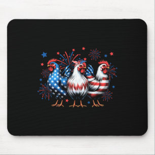 Red White Blue Chicken Usa Flag Firework 4th Of Ju Mouse Pad