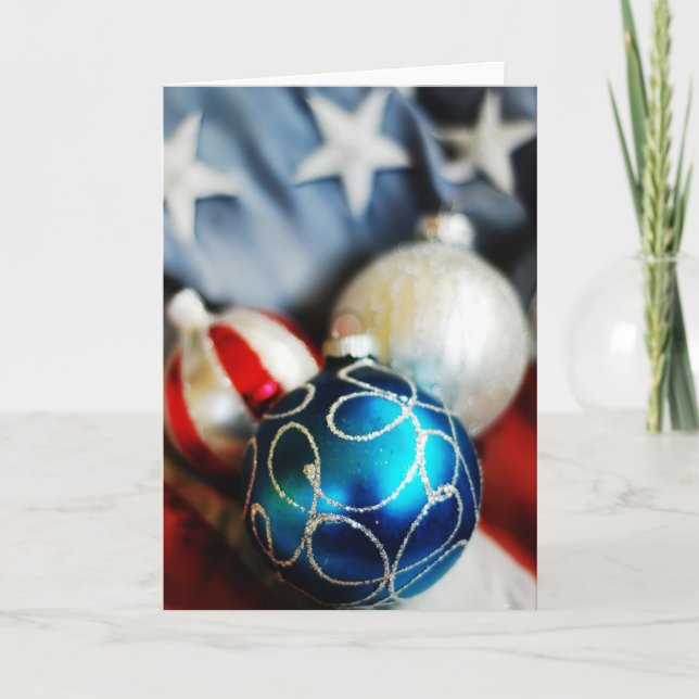Red White & Blue Christmas Holiday Card (Front)