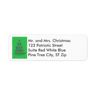 Red White Blue Christmas Tree Address Labels