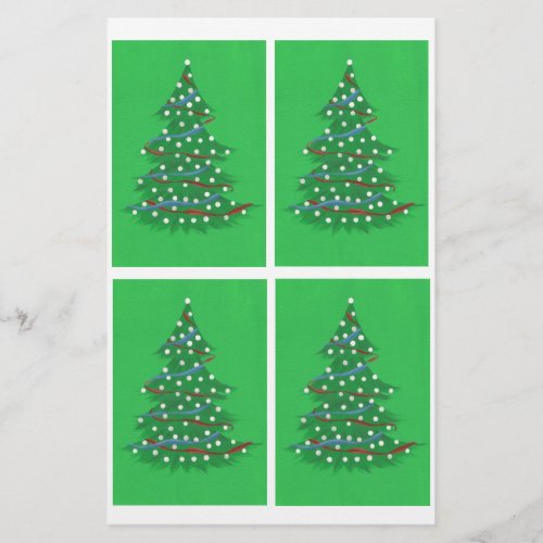Red White Blue Christmas Trees Scrapbook Paper