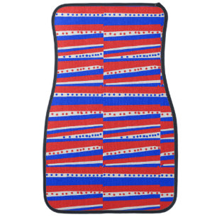 Red White Blue Circles Stripes  Car Floor Mat