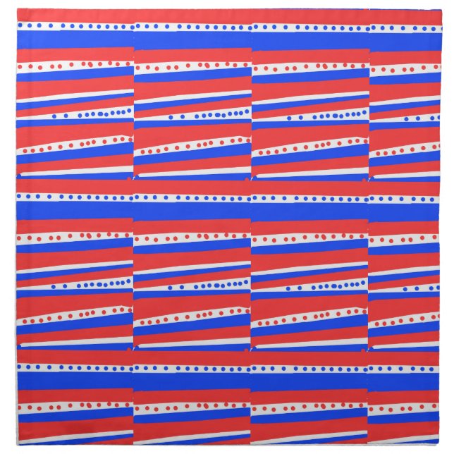 Red White Blue Circles Stripes  Cloth Napkin (Front)