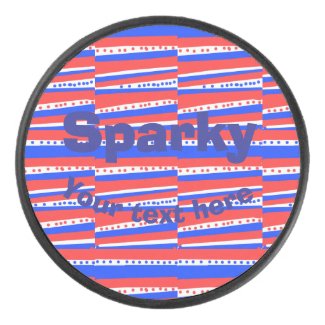 Red White Blue Circles Stripes Hockey Puck
