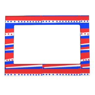 Red White Blue Circles Stripes Magnetic Frame