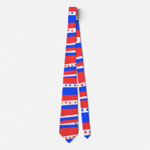 Red White Blue Circles Stripes Neck Tie