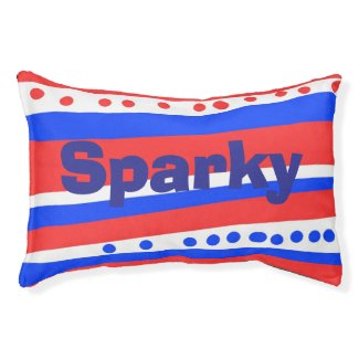Red White Blue Circles Stripes Pet Bed