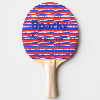 Red White Blue Circles Stripes  Ping Pong Paddle