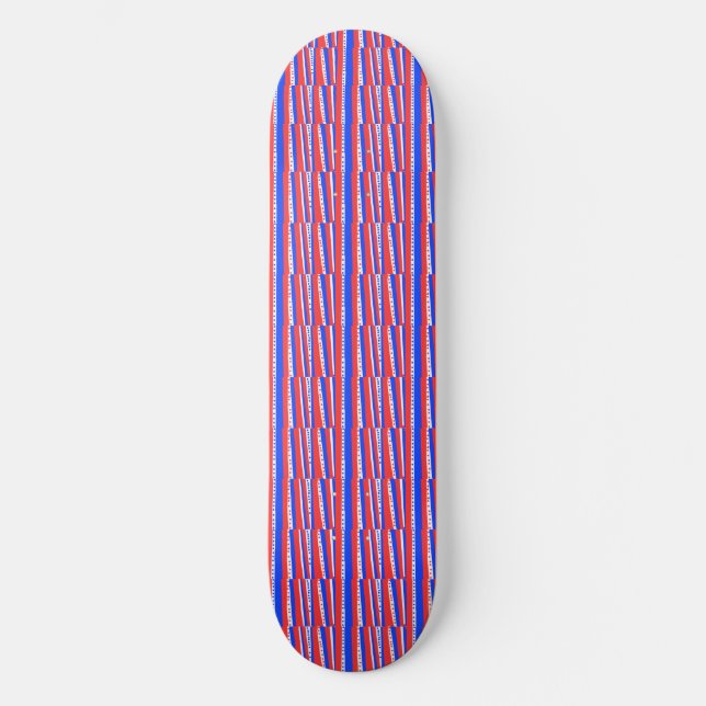 Red White Blue Circles Stripes Skateboard (Front)
