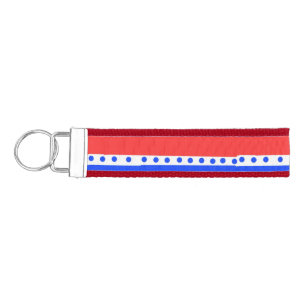 Red White Blue Circles Stripes Wrist Keychain
