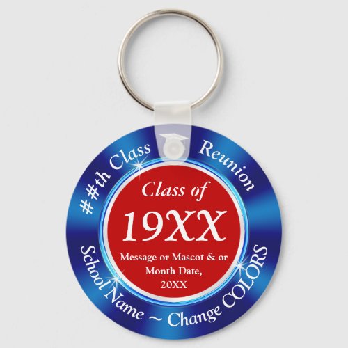 Red White Blue Class Reunion Favors Personalized Keychain