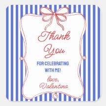 Red White Blue Classy Stripes with Ribbon Bow