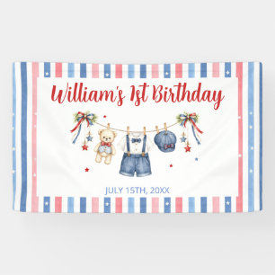 Red White & Blue Clothes Boy Birthday Banner