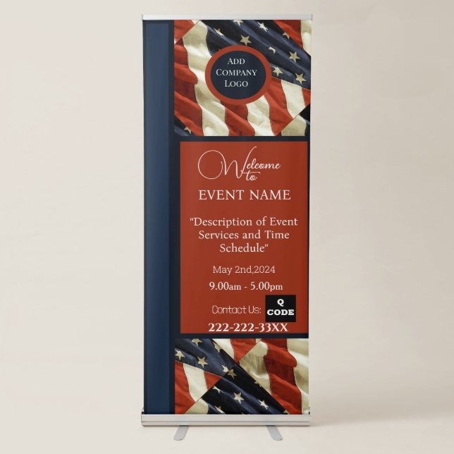 Red White & Blue Company Event  Retractable Banner (Front)