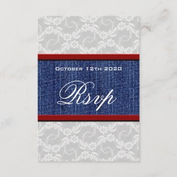 Red White & Blue Country Lace Wedding Rsvp Cards by natureprints at Zazzle