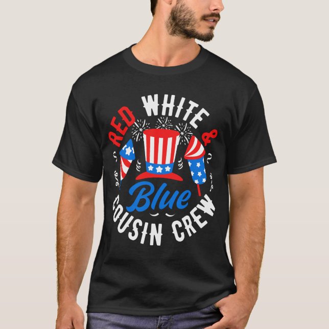 Red White & Blue Cousin Crew 4th Of July  T-Shirt (Front)