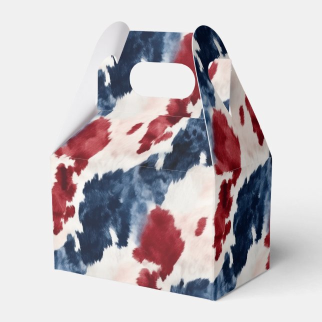 Red White Blue Cowhide Favor Boxes (Front Side)