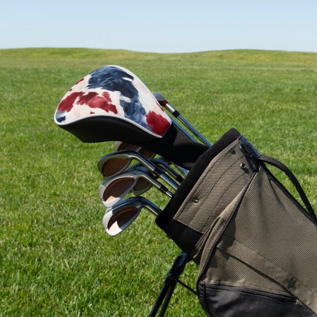 Red White Blue Cowhide Golf Head Cover (In Situ)