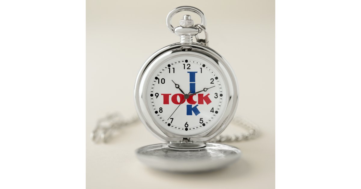 Red White Blue Crossword Tick Tock Typography Pocket Watch Zazzle